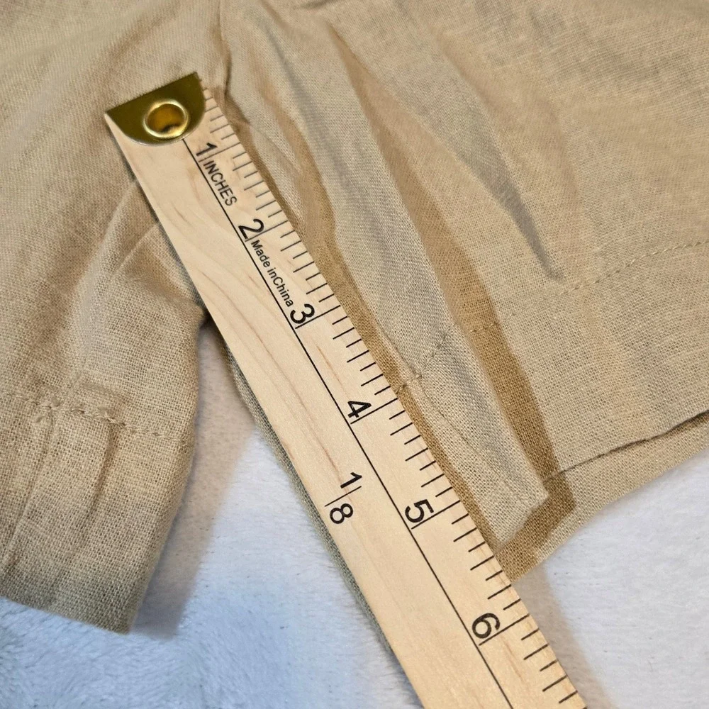 Express Womens Pleated Linen‎ Short Beige High Rise Casual Office 8